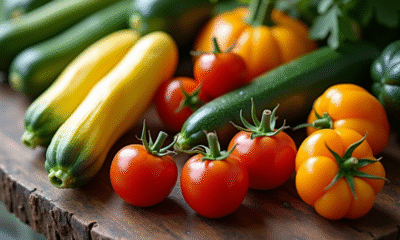 Courgette zetomato et ziziphus sur table en lumière naturelle