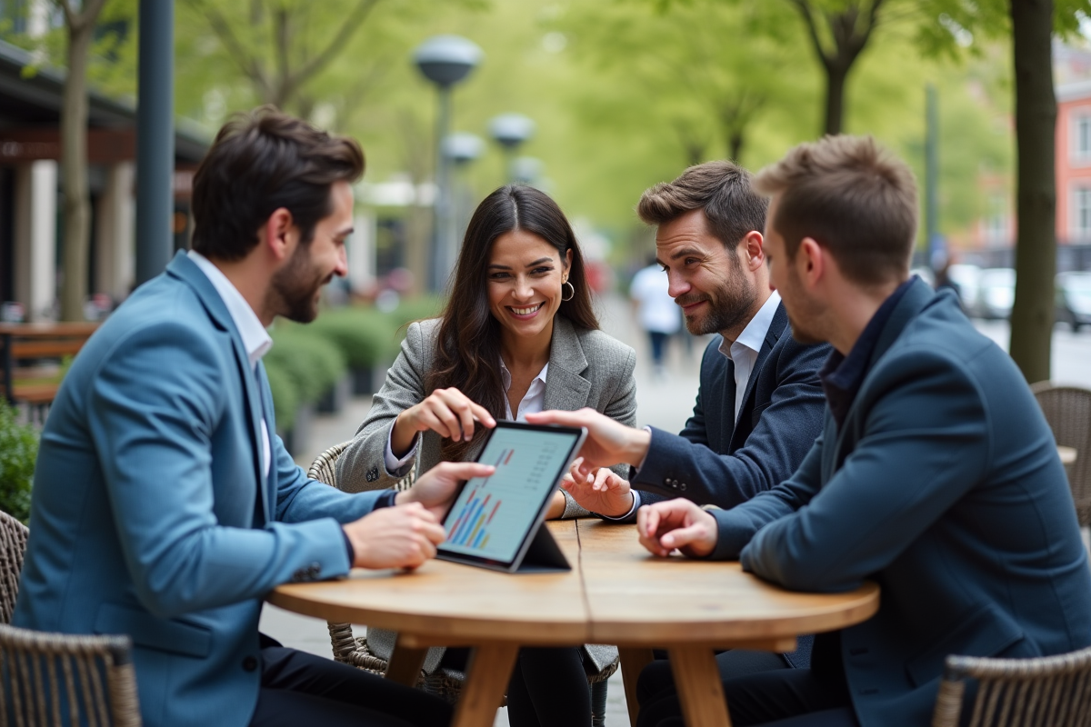Groupe de trois personnes discutant d