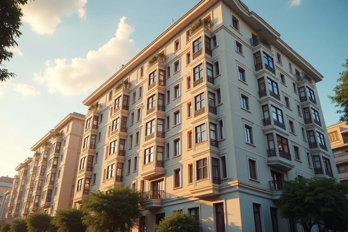 Façade d immeuble élégant au matin