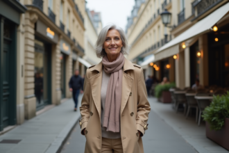 Femme française élégante dans la rue de Paris