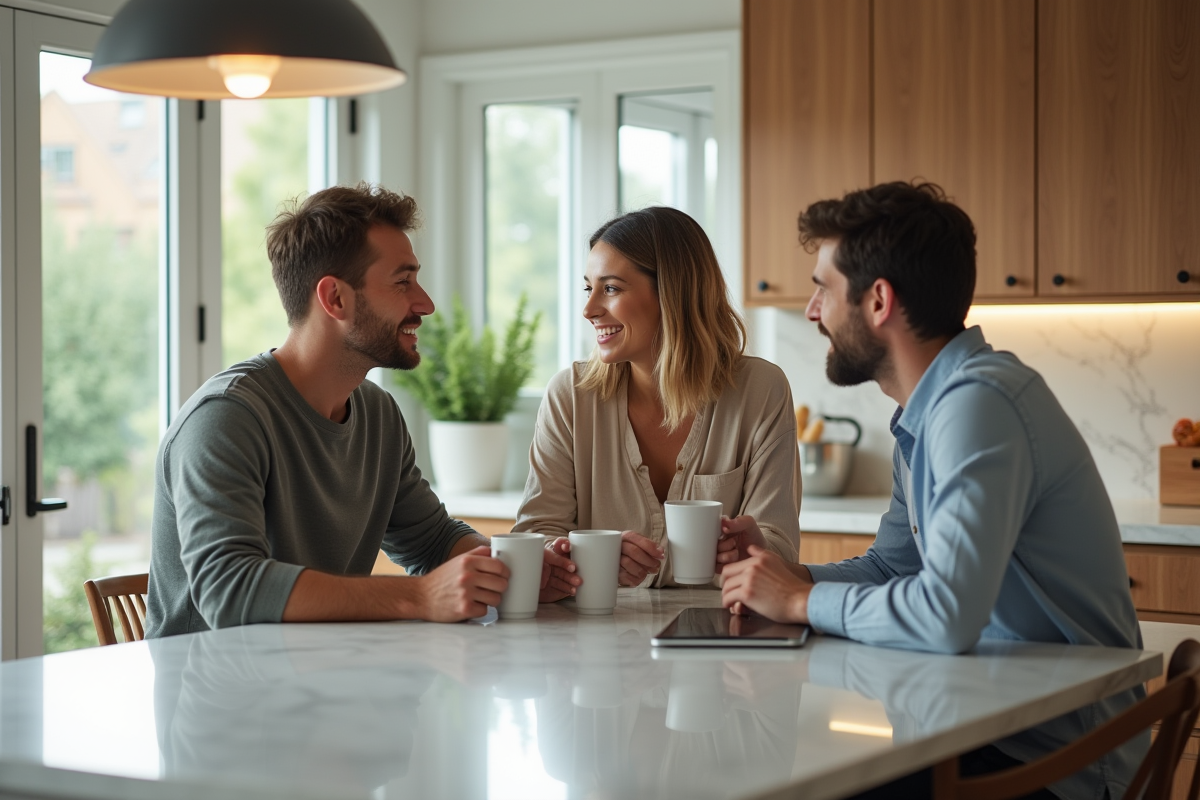 Trois frères et sœurs discutant autour d