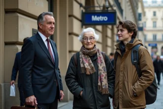 Groupe diversifié attendant au métro parisien