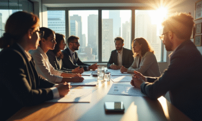 Groupe de professionnels en réunion de travail collaboration