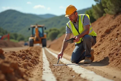 Ouvrier de construction examinant le terrain à Gemenos