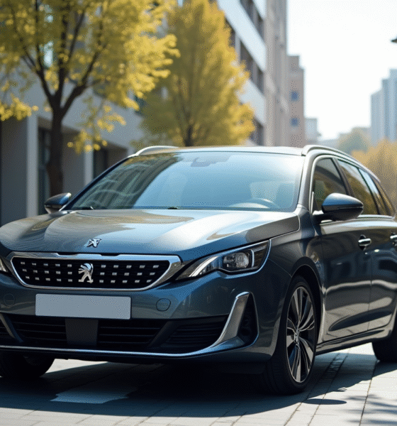 Peugeot 408 neuve en ville en journée