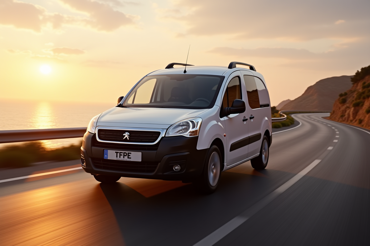 Peugeot Partner Tepee roulant au coucher du soleil