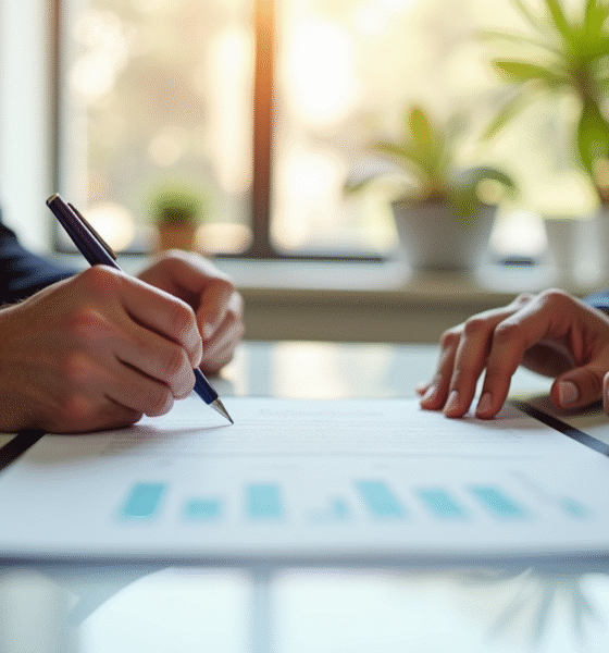 Signature de contrat dans un bureau lumineux